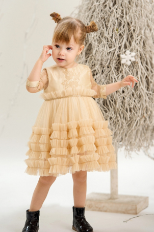 Golden Flowers - Golden Lace Girl Dress