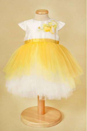 Lemon Dress - Hand painted silk tutu dress