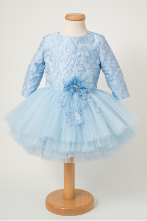 Luna - Rochie tutu de botez din brocart si aplicatii realizate manual