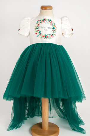 Santas Helper - Special hand-painted dress with train for special occasion Santas Helper - Special hand-painted dress with train for special occasion
