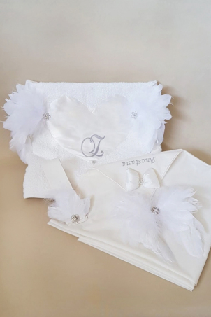 White Dove Trousseau - Christening Set for Babies decorated with handcrafted wings