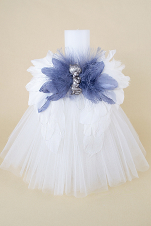 Silver Angel Trousseau - Christening Candle with handcrafted wings