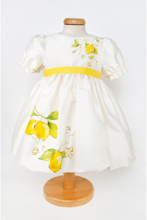 Lemonade - Hand painted, silk shantung dress