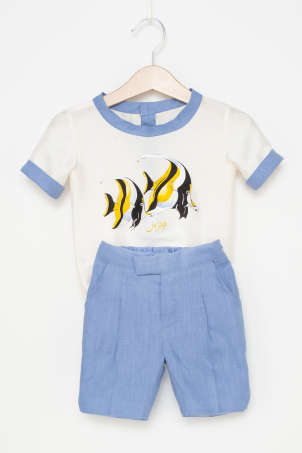 Ocean Wander - Hand painted baby boy suit