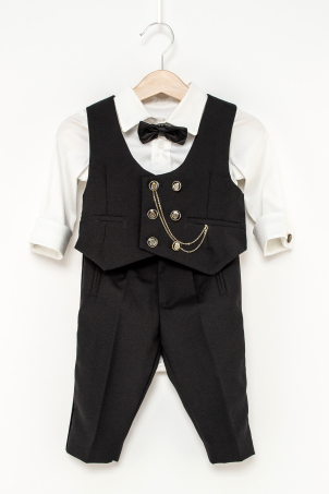 Gordon - Costum elegant pentru baieti in combinatia de alb - negru 