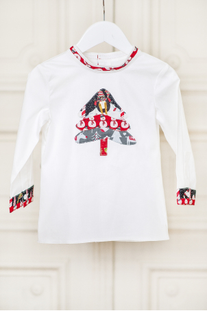 Christmas Tree - Camasa pentru baieti, decorata cu un bradut realizat manual