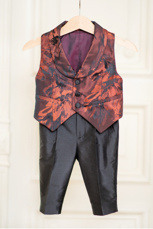 Dolce Vita - 6 months - elegant vest and pants floral jacquard set for little boys