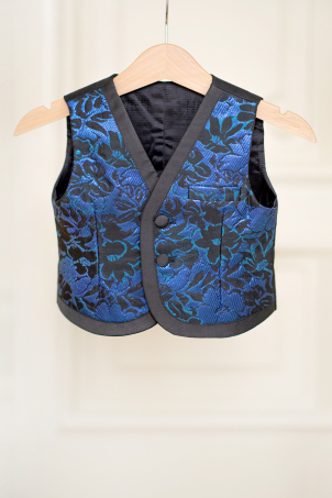Chasing Sapphires - elegant floral jacquard vest for little boys