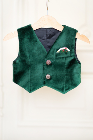 Green Mistretoe - Elegant green velvet vest