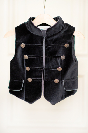 North - Elegant military velvet vest for boys