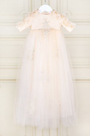 Royal Duchesse - Catholic baptismal dress with precious lace applications