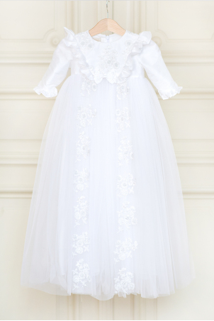 White Princess - Catholic baptismal dress decorated with lace
