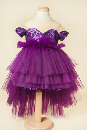 Purple Star - Rochie fete tutu cu paiete si trena OUTLET