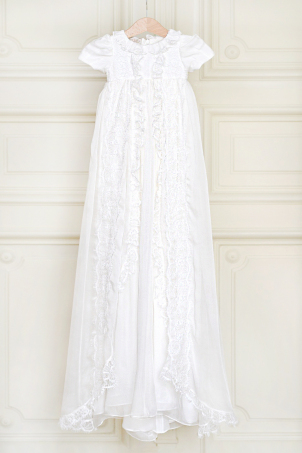 Nicolle - Catholic Christening Silk Chiffon and Lace Gown for Girls