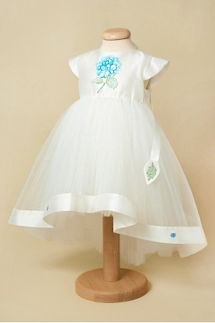 Blue Hortensia - Baby girl train dress