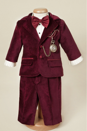 Mister Ross - Velvet monogram personalised suit for boys, with pocket watch