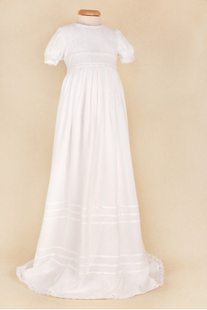 Daisy - Rochita de botez Catolica din bumbac fin si dantela