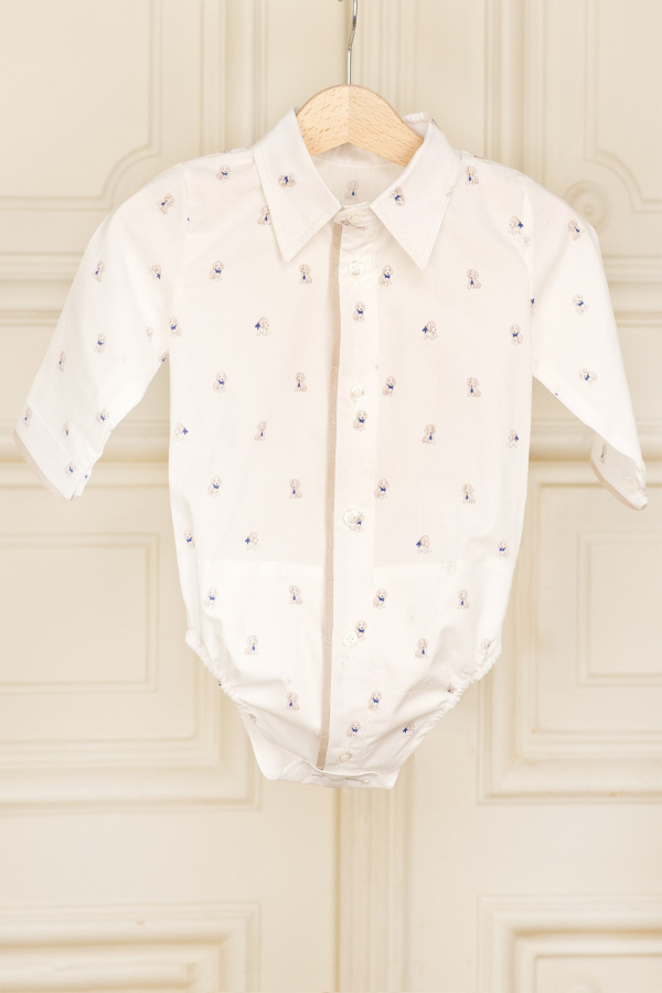 Little Blue - Funny suit for boys, with shorts and a shirt with puppies