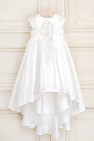 Sparkling Light Catholic Dress- Ivory Train Dress with Delicate and Precious Beads Lace