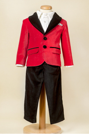 Rubin Knight - Little boy elegant black and red velvet suit