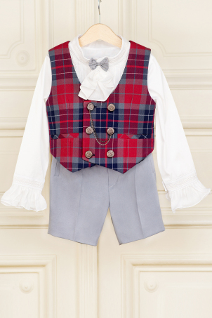 Handsome Gray - Special Occasion suit with jabot for boys and babies