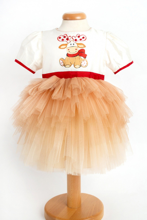 Rudolf - Hand-painted Christmas Reindeer Silk tutu dress for girls