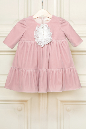 Emily Pearls - Special Occasion dress made from soft velvet and decorated with a silk and pearls jabot Emily Pearls - Special Occasion dress made from soft velvet and decorated with a silk and pearls jabot