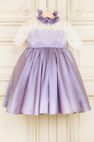 Lily Vintage Dream - Special dress with silk shantung and French Chantilly Lace