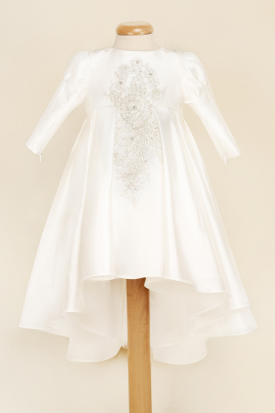 Sparkling Light - Ivory Train Dress with Delicate and Precious Beads Lace