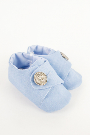 Tommy - Baby Boy Booties, with metallic button