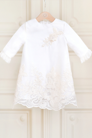 Elegant Grace - Elegant baby girl dress made from embroidered silk veil