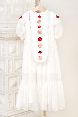 The Garden of Flowers - Catholic style christening gown with traditional interpreted motifs