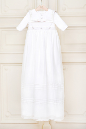 Mario - Tinuta de botez pentru baieti, in stil catolic, cu fusta detasabila peste salopeta