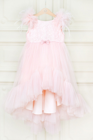 Pink Princess - pale pink tutu girl dress with lace bust and ruffles