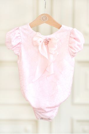Lace Dream - Body pentru fetite din dantela roz, decorat cu perle