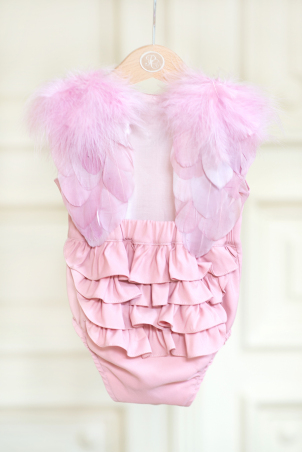 Pink Angel - Body pentru fetite cu aripioare de ingeras