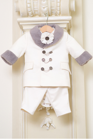 Tzarevich Boy Suit with ecological fur Collar