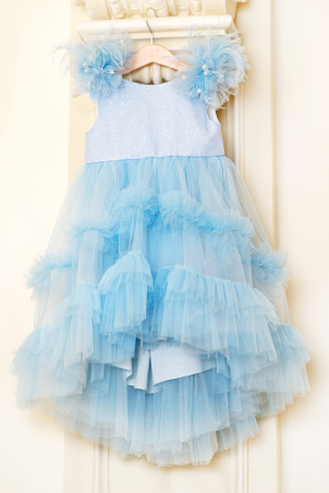 Blue Princess -Light blue tutu girl dress with glittering bust and ruffles