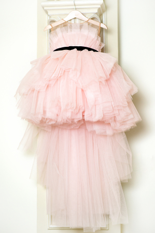 Little Darling - Special Occasion tutu dress with detachable train and black velvet details