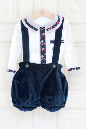 Blue Christmas Toys Embroidered Baby boy Christmas suit
