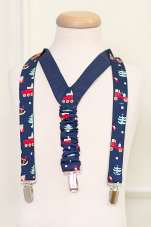 Blue Christmas Toys - Christmas themed suspenders