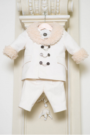 Ivory Tzarevici - Boy Suit with ecological fur Collar