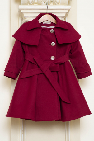 Sweet Heart - Burgundy overcoat with delicate metal buttons