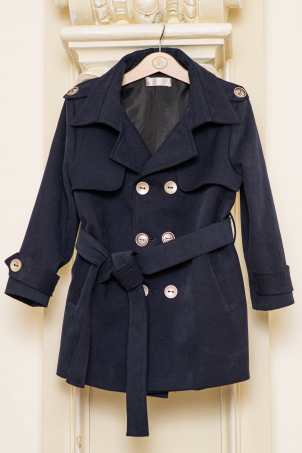 Wonderful Time - Navy blue overcoat with delicate metal buttons