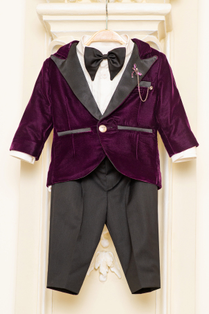 Purple Shine - Velvet custom made suit with rhinestone detail