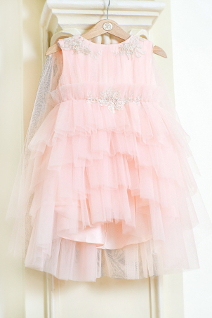 Pink Goddess - Pink tutu dress with lace and train