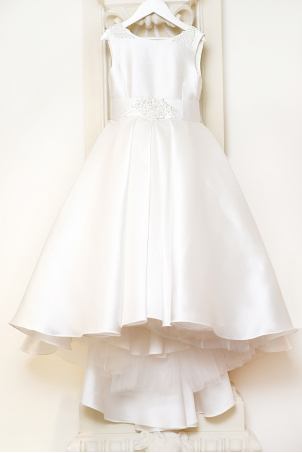 Precious Moments - Ivory Long Train Dress decorated with Delicate and Precious Lace