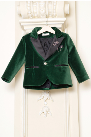 Emerald Shine - Velvet custom made jacket with rhinestone detail