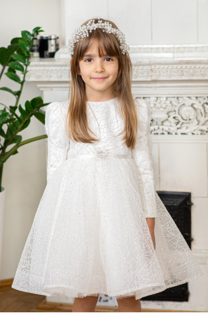 Happily Ever After - Shiny dress with long sleeves and oversized bow