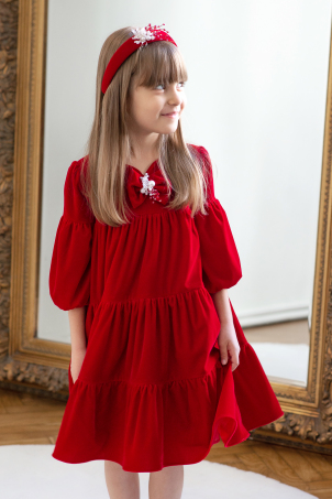 Chic Velvet - girl velvet dress, decorated with pearls